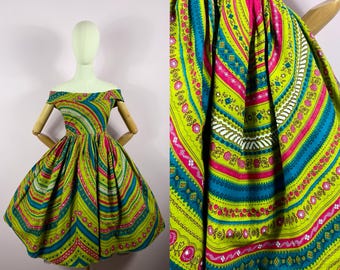 Vestido vintage de los años 90 con estilo de los años 50 / Falda larga Bardot con pedrería para fiesta de noche / Talla pequeña