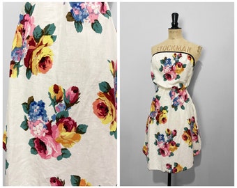Vintage / 1990s 90s / Floral Print Dress / Mini Dress / Summer Dress