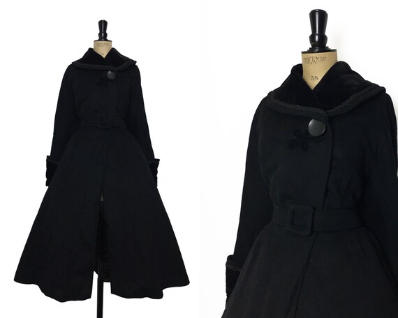 Vintage / 1940s 40s 1950s 50s / Princess Coat / Bl