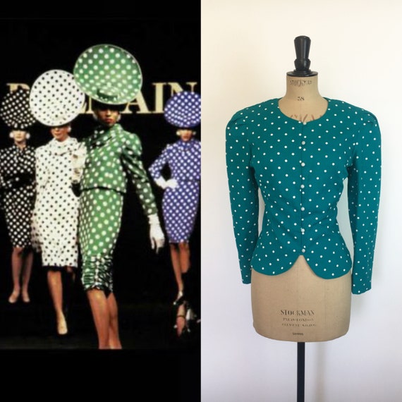 Vintage / 1980s 80s / Polka Dot / Power Jacket / P