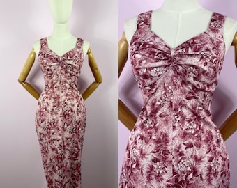 Vestido vintage de los años 80 y 50 / Vestido retro rosa con estampado floral / Talla grande