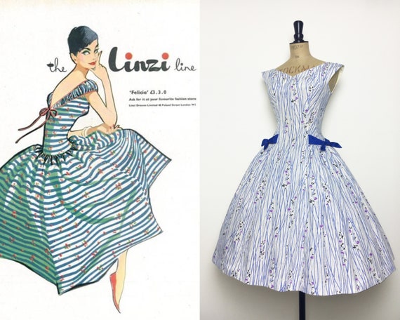 Vintage / 1950s 50s / Floral Dress Day Dress Summe