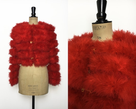 Vintage / 1970s 70s / Marabou Feather Cropped Jack