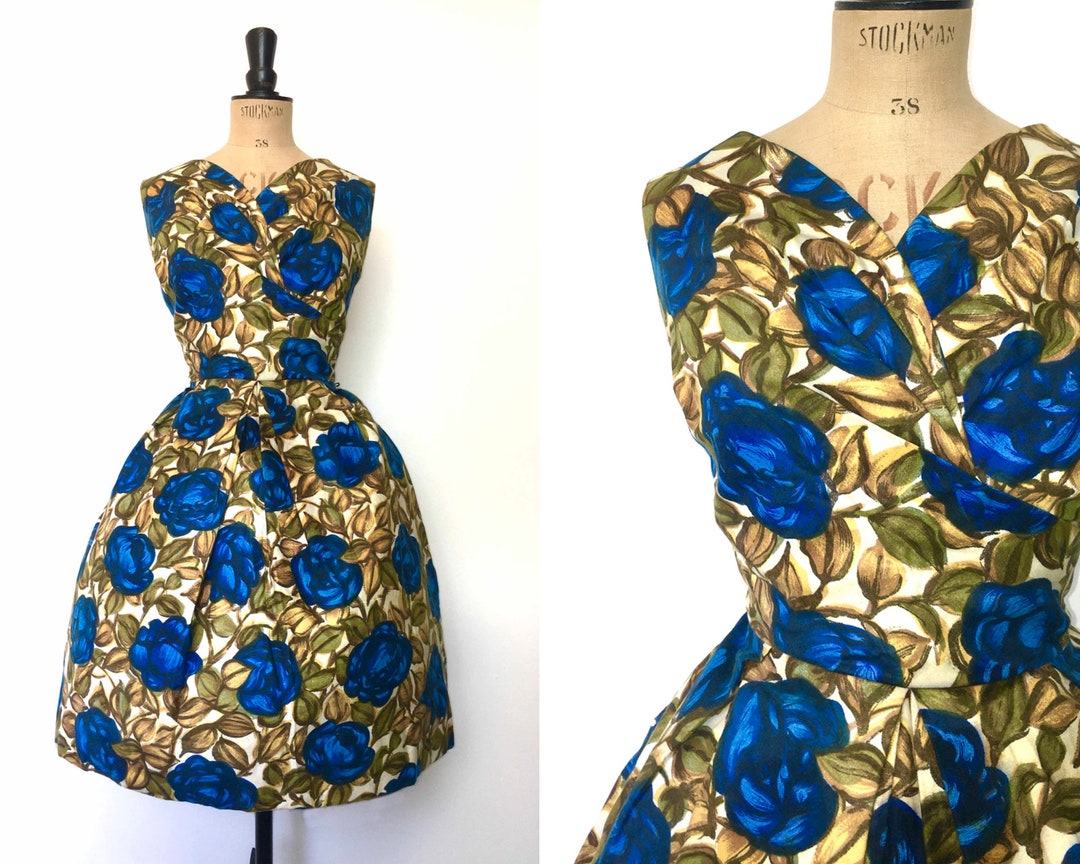 1950s Rose Print Belted Dress | XL/XXL