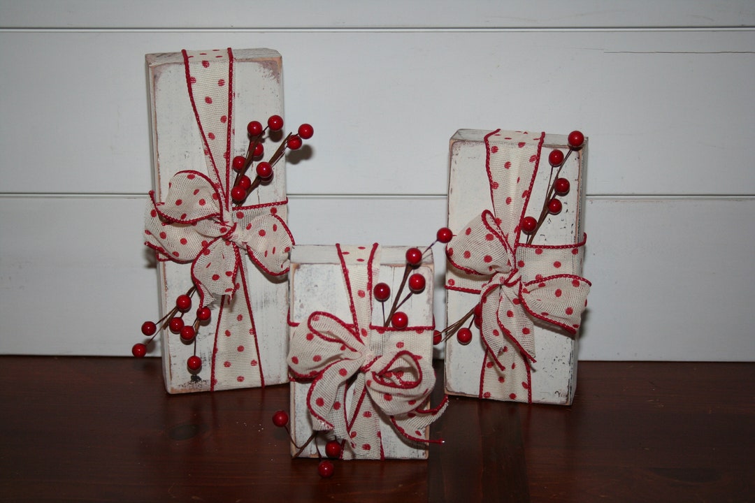 Rustic Christmas Present Blocks - Etsy