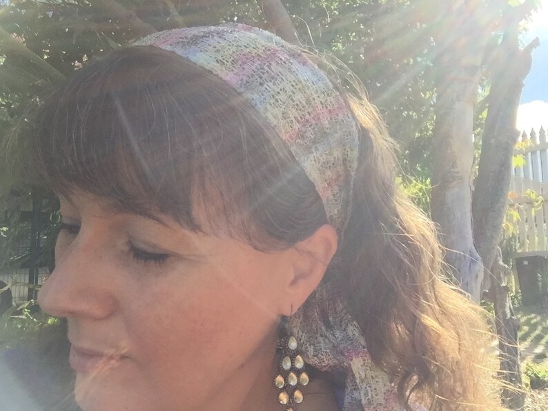 Silver /& metallic multi-coloured tied headband