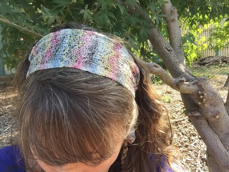 Silver /& metallic multi-coloured tied headband