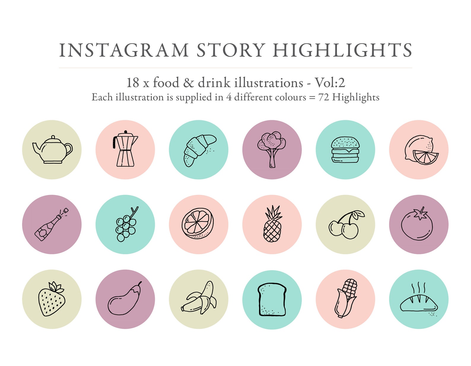 Food Instagram Story Highlights Instagram Icons Insta Story - Etsy