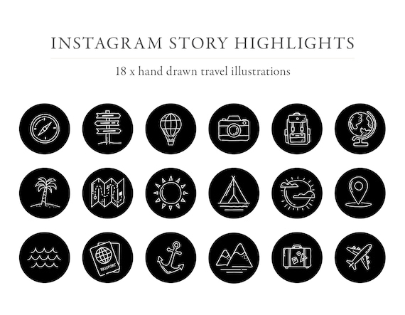 Instagram Highlights Travel Icons Instagram Black Icons | Etsy