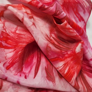 Red for All Seasons Hand-Made Silk Scarf; Hand-Painted Silk Scarf; Special Gift Packaging and Free Shipping
