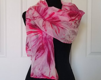 Breast Cancer Awareness Silk Scarf, Shades of PInk Handmade Silk Scarf, Gift-Wrapped and Free Shipping