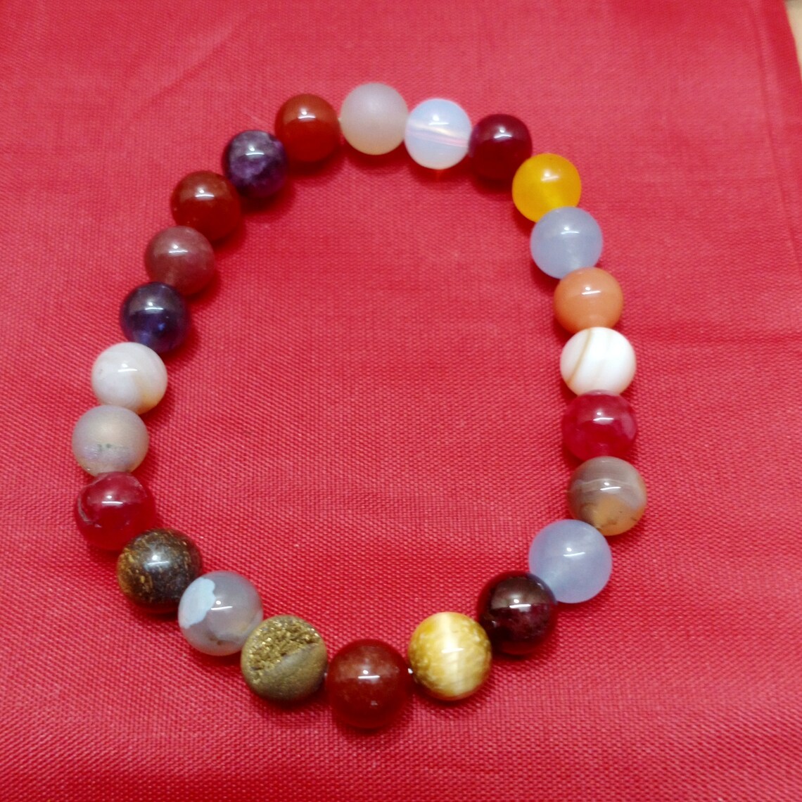 Natural Multiple Gemstone Elastic Bracelet Handmade Elastic Etsy