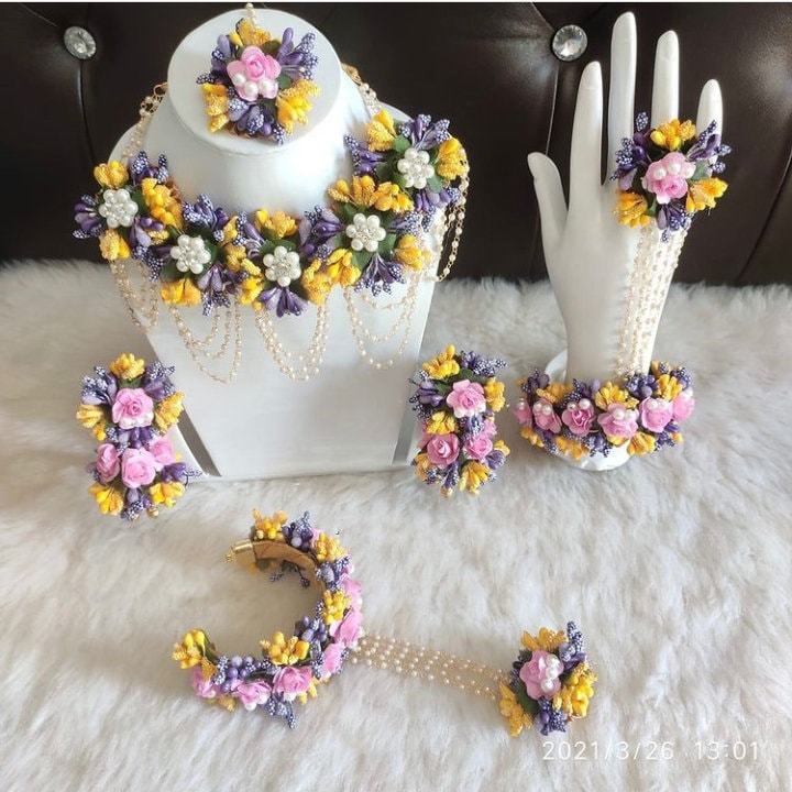 Floral Multicolor Jewelry Set for Brides and Bridesmaid Handmade
