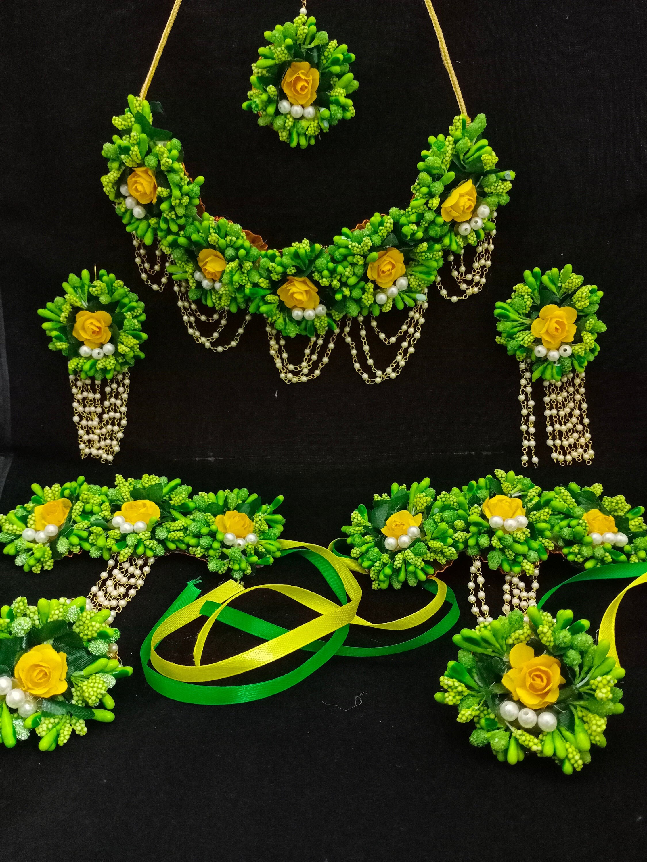 Yellow green flower on sale jewellery