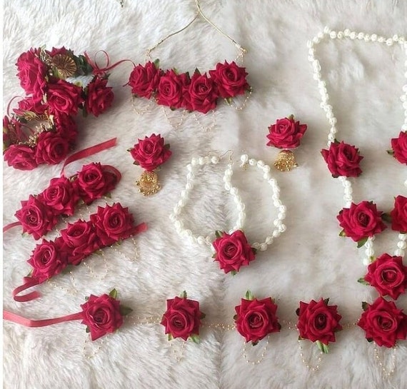 Rose flower jewelry set deals