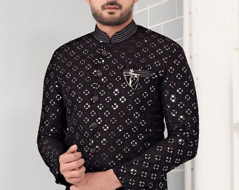 Sherwani for men Designer with Sequin Blazer Kurta style Wedding Jodhpuri Sherwani Party wear haldi sangeet Mehendi Outfit