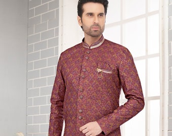 Sherwani for men Designer with Sequin Blazer Kurta style Wedding Jodhpuri Sherwani Party wear haldi sangeet Mehendi Outfit