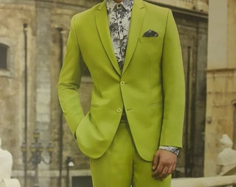 Green Coat Pant Suit Cotton Blended 
