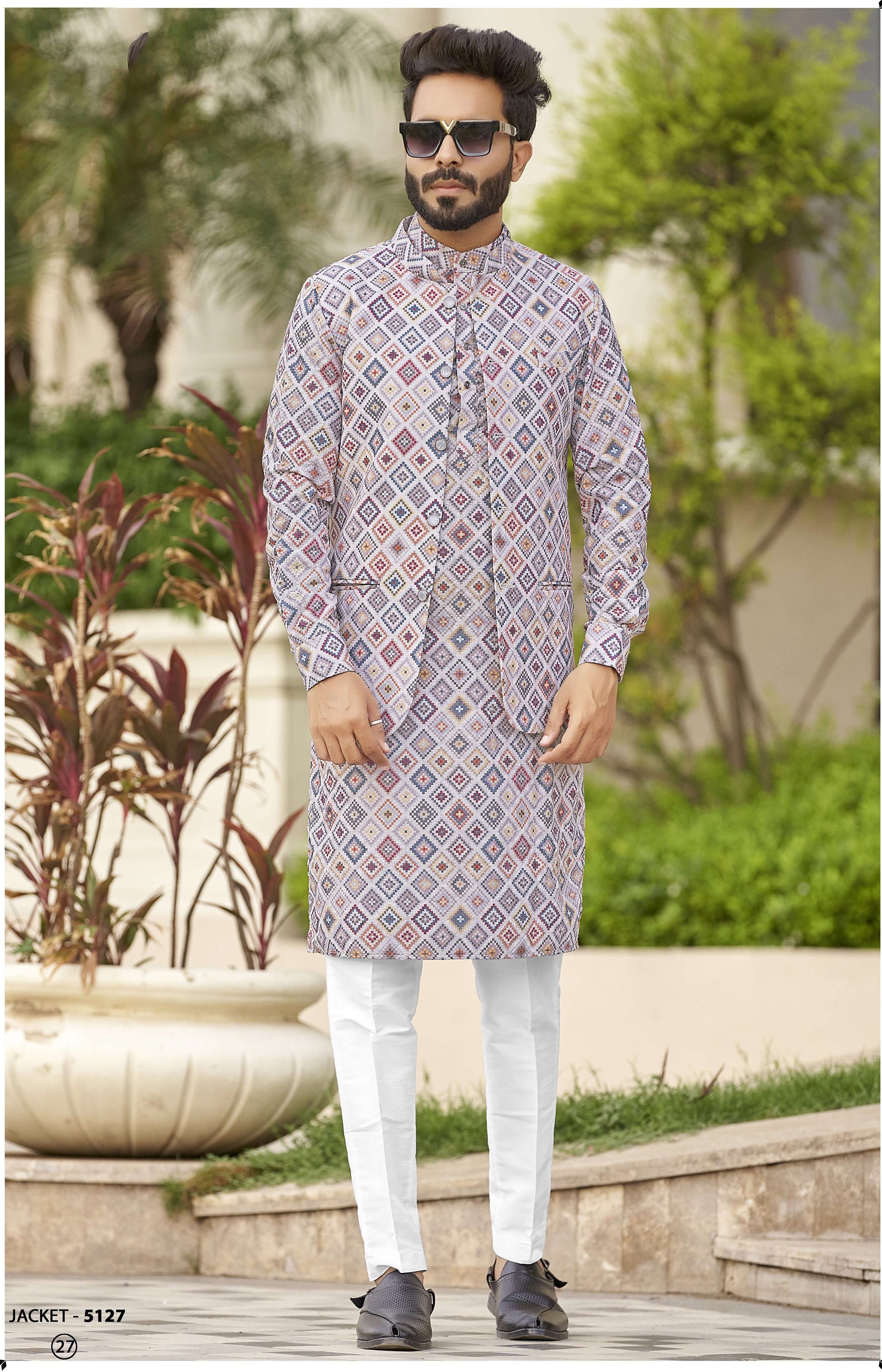 Kurta Pajama Vest Self Designed Latest Designer Waist Coat Etsy