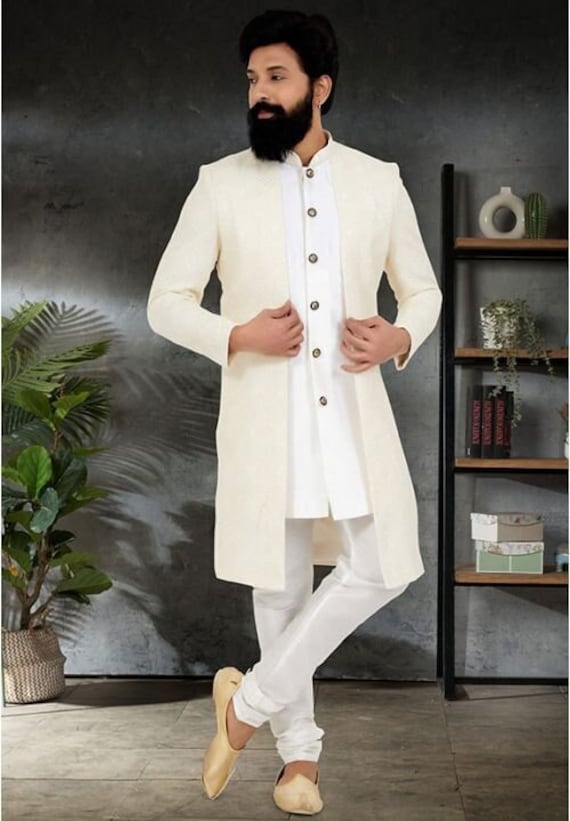 White Coat With Kurta Pajama Set for Partywear Designer Blazer