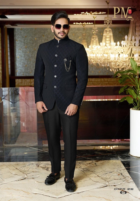 Jodhpuri Suit Jodhpuri Suit For Men Wedding Dress KLQ-JPST-1126 Black Men  Reception Dress – iBuyFromIndia