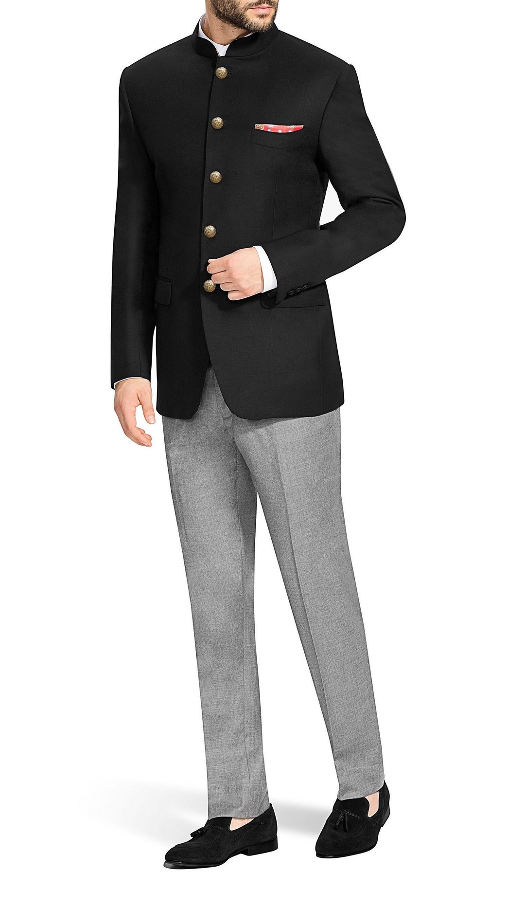 Indian Formal Black Jacket Style Elegant Jodhpuri Dress Bhandhgala Coat