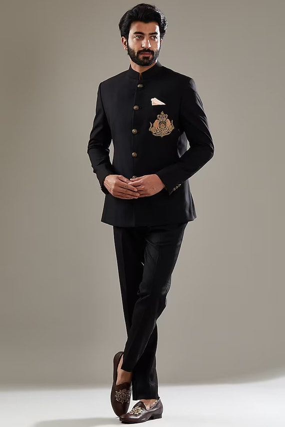 Buy Black Embroidery Designs Jodhpuri Suit Prince Coat Pant Partywear  Sherwani for Men Jacket Blazer With Pink Pant Diwali Eid Festive Wear  Online in India - Etsy