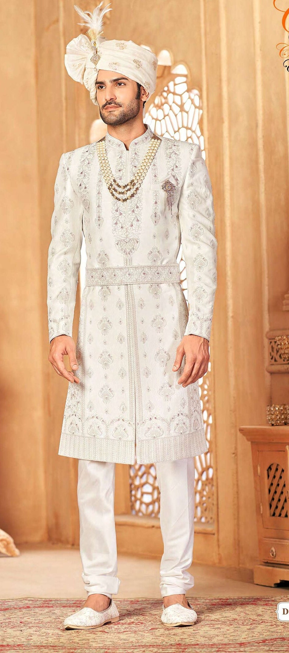 Mens white sherwani top