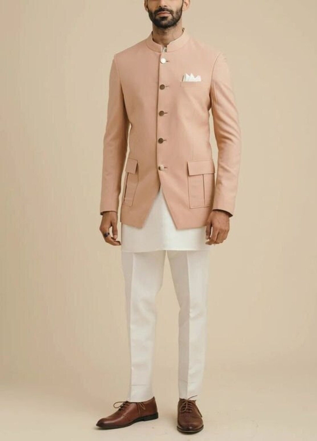Peach jodhpuri cheap suit