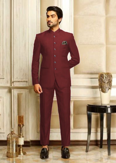 Buy ELENTTRA COUTURE- Button Jodhpuri Suit Casual, Formal for Men's  Available in 6 Size (Blazer with Trouser) (M, Red) at Amazon.in