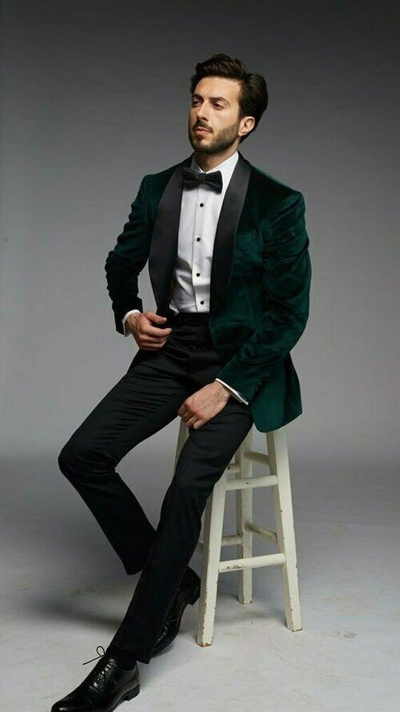Green Velvet Coat Pant One Button Suit Tuxedo Wedding Groomsmen Partywear  Luxury Bespoke Blazer Sangeet Engagement Mehendi Jodhpuri Suit -  Canada