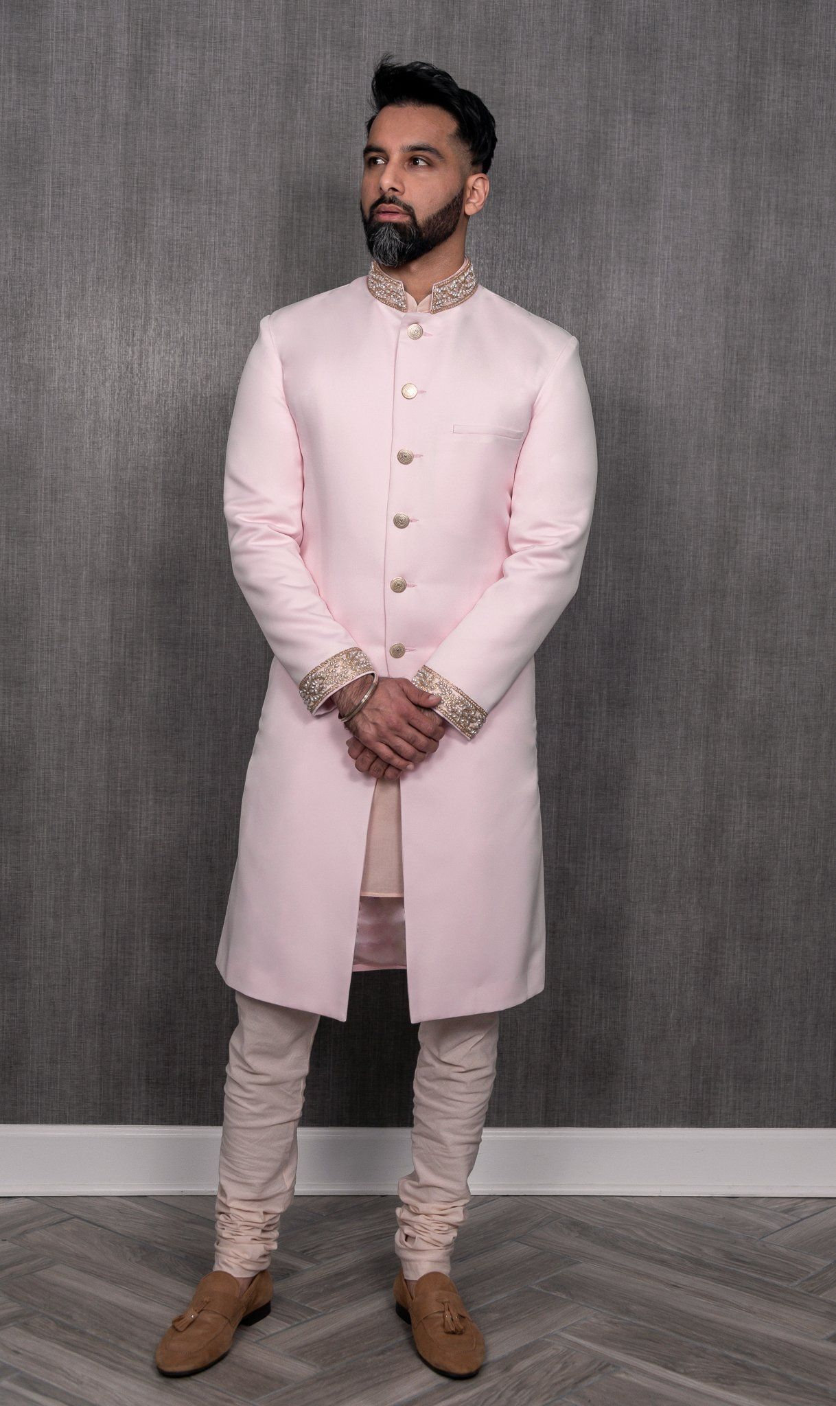 Light pink 2025 sherwani for groom