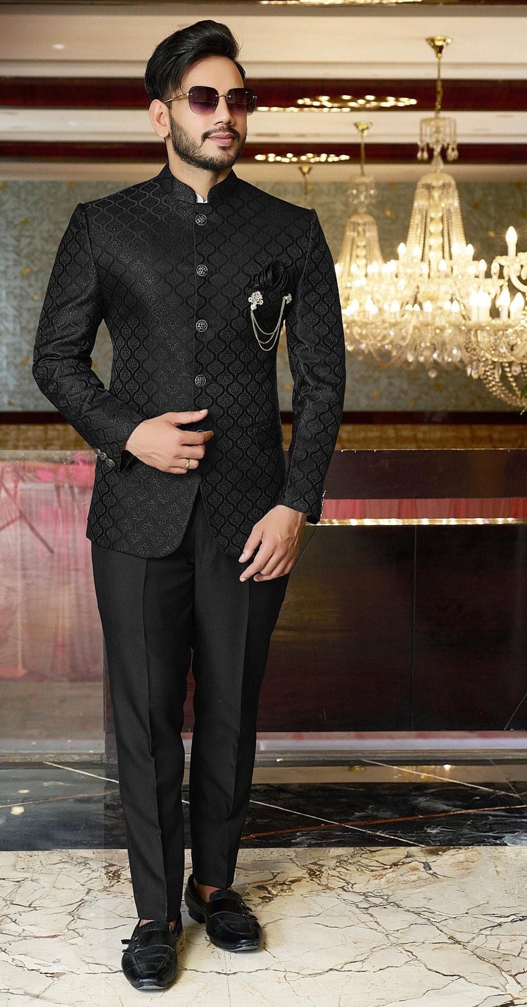 Indian Jodhpuri Suit for Men Black Designer Partywear Dress Wedding ...