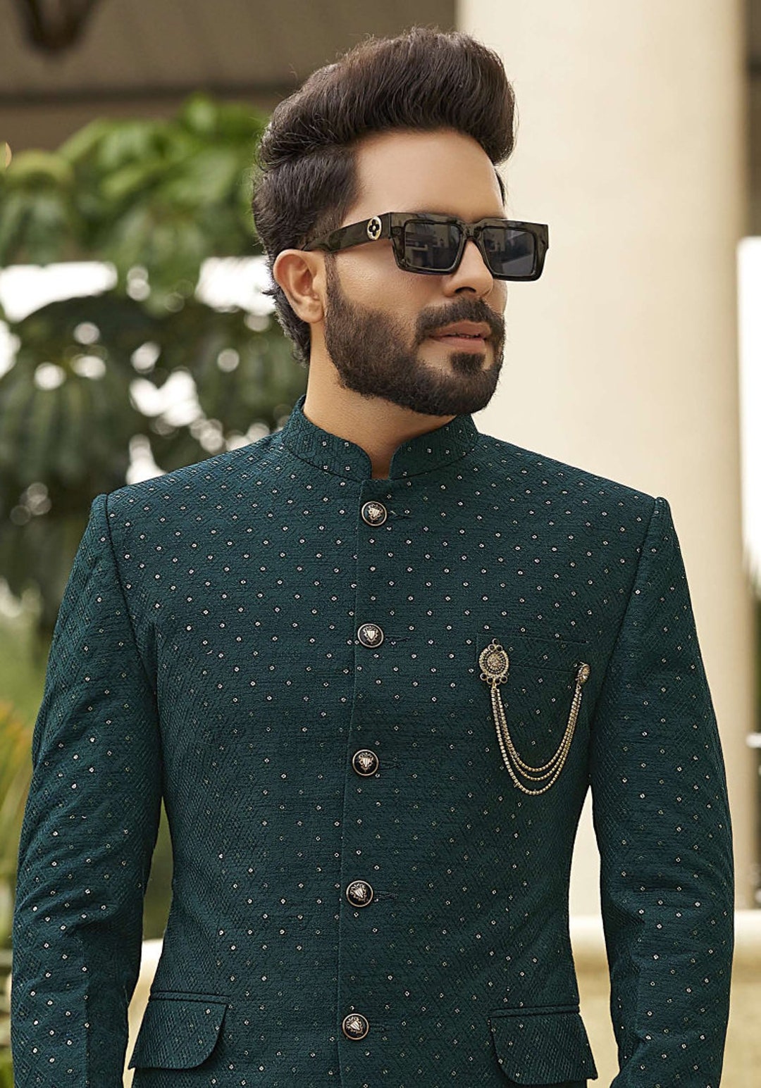 Jodhpuri Suit Green Embroidered Designer Wedding Partywear - Etsy