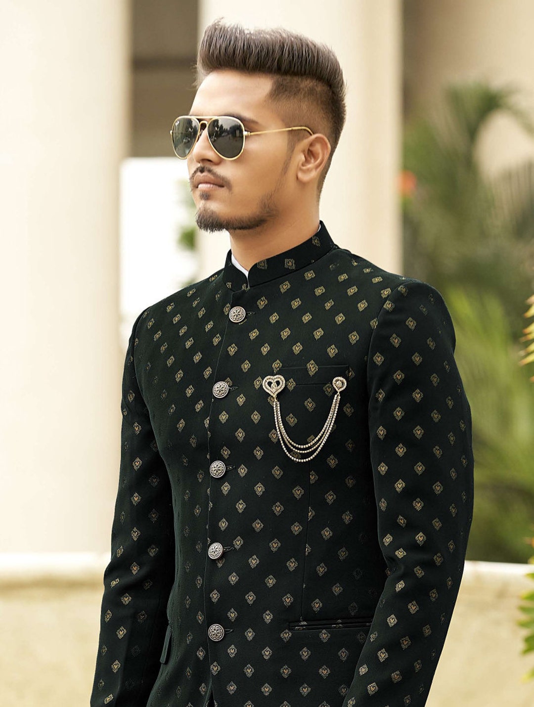 Buy Jodhpuri Suit Dark Green Designer Sherwani for Men Designer Online in  India - Etsy