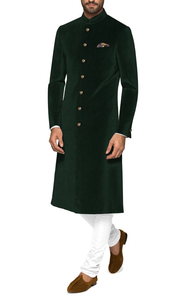 Indian Sherwani for Men Emerald Green Jodhpuri Achkan Bandhgala