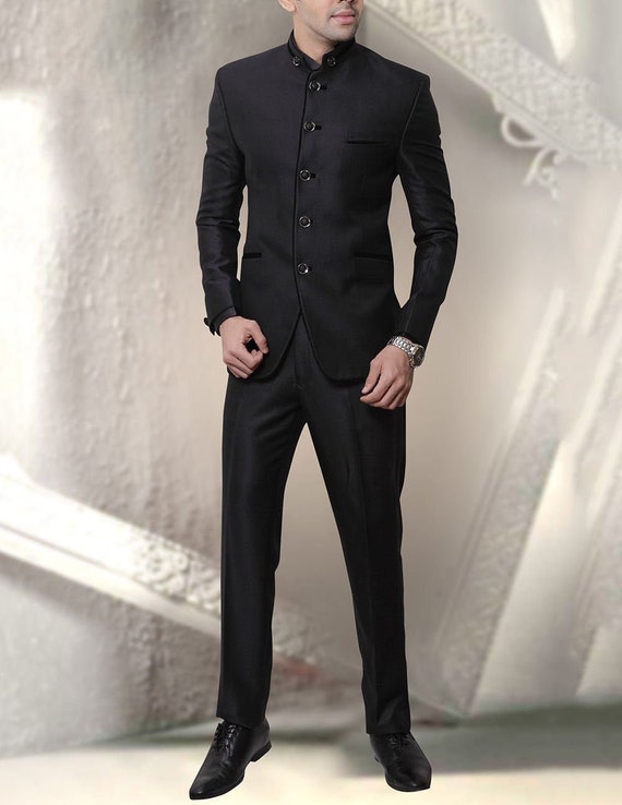 Buy Men Black Jodhpuri Suit Bandhgala Suit Coat Pant Marriage Partywear  Weddings Functions Sangeet Mehendi Jacket Blazer Outfit Online in India 