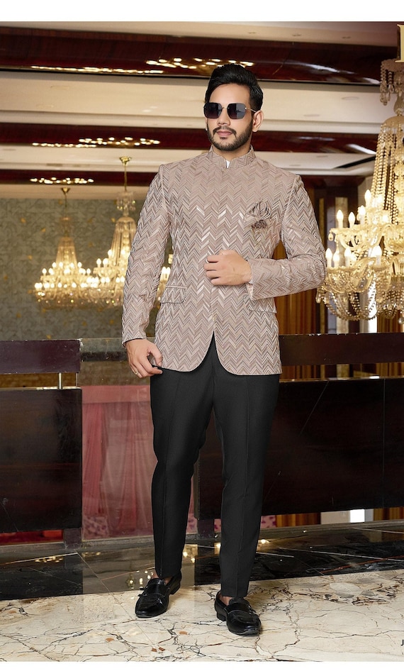 Beige Jodhpuri Suit Royal Indian Luxury Prince Suit Elegant Coat