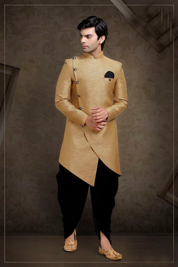 Stylish Golden And Orange Color Indowestern | Indo western dress for men, Indo  western dress, Western dresses