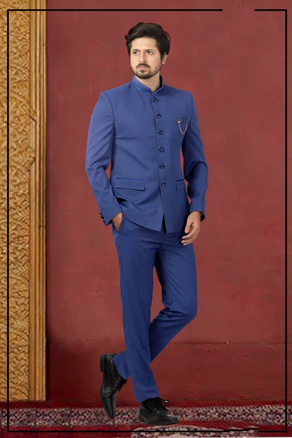 New Stylish Sky Blue Two Piece Coat Pant Jodhpuri Suit for Men for Wedding  Reception Party and Events - Etsy