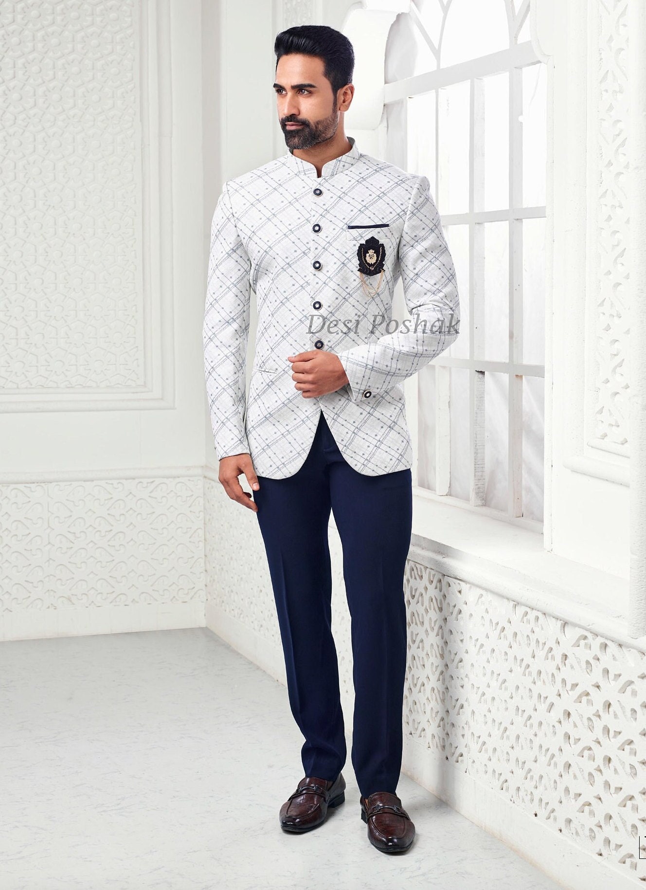 Shoes on white store jodhpuri suit
