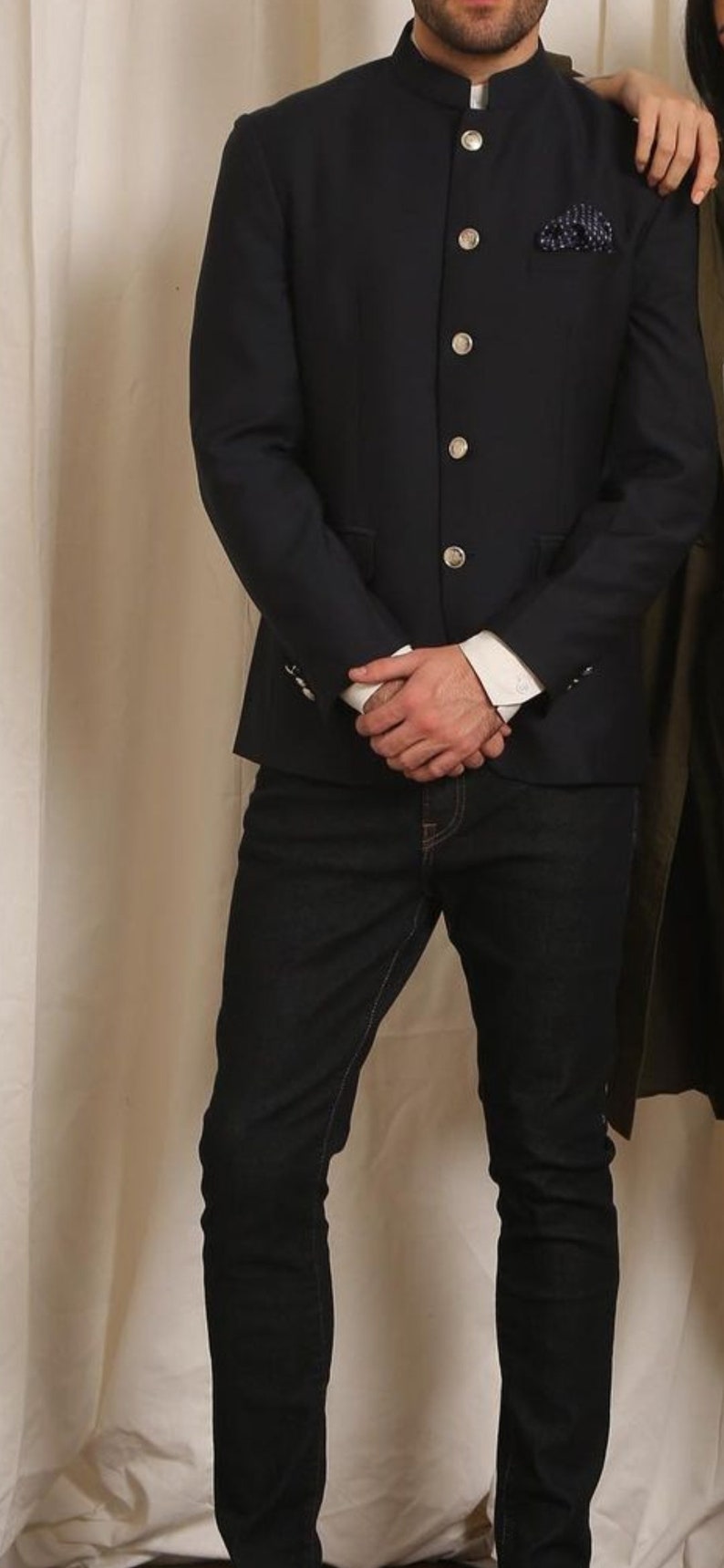 Jodhpuri Coat Pant Suit Wedding Men Sherwani Suit Ivory Grey Etsy