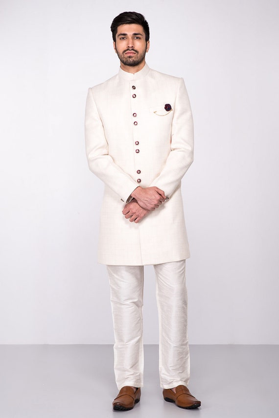 white wedding sherwani for groom