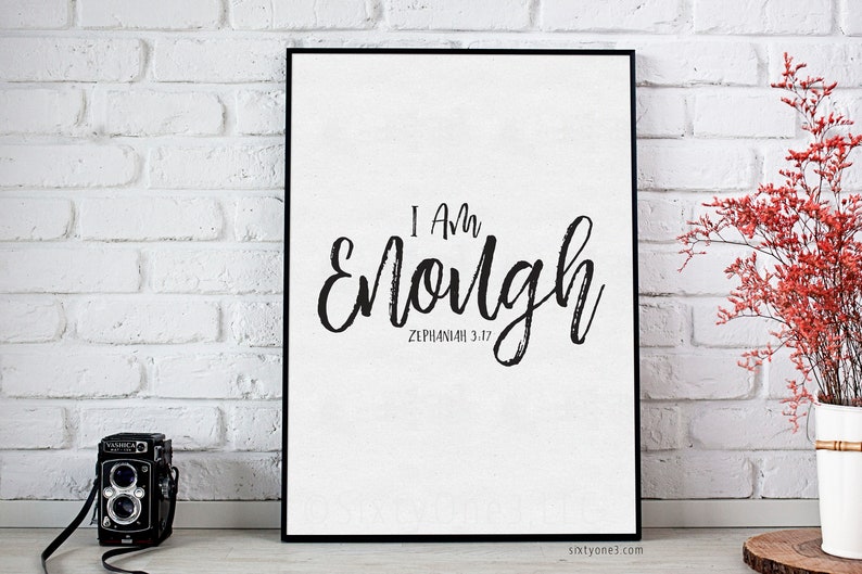 I Am Enough Zephaniah 317 Bible Verse Printable Art Black Etsy