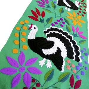 Handmade Entirely Embroidered Table Runner Turkey Thanksgiving Christmas
