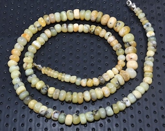 Dendrite Opal Beaded Necklace: 4-6mm Gemstone Rondelle, Yellow Beads Necklace