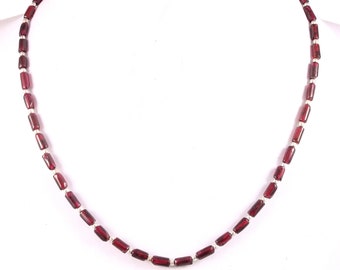 5 Strands Natural Garnet Carved Tube Shape Gemstone Beads 13.5 Inch Strand 3.50X6mm to 3.50X6.50mm