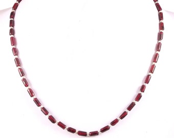 5 Strands Natural Garnet Carved Tube Shape Gemstone Beads 13.5 Inch Strand 3.50X6mm to 3.50X6.50mm
