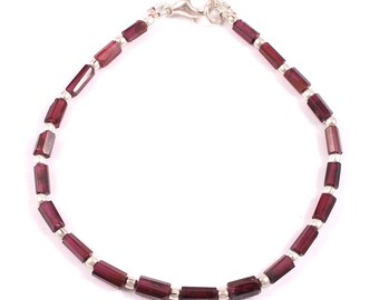 5 Strands Natural Garnet Carved Tube Shape Gemstone Beads 13.5 Inch Strand 3.50X6mm to 3.50X6.50mm