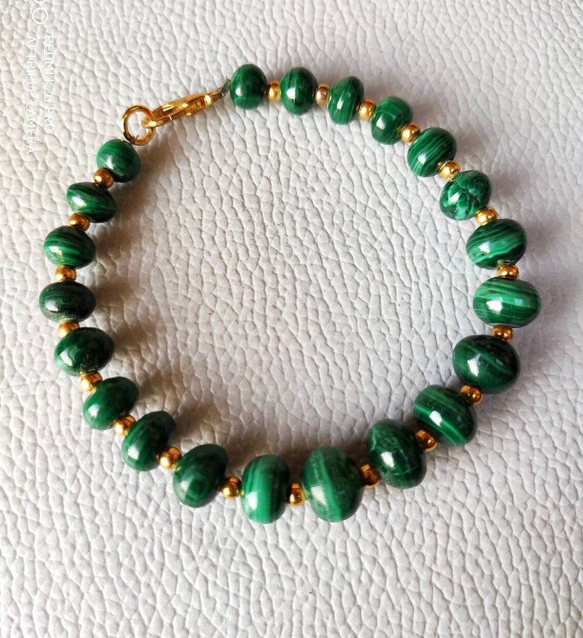 Malachite Beads Bracelet Malachite Sphere Beads Bracelet Etsy